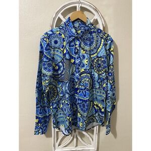 HISDERN mens medium 16 COLORFUL PRINT LONG SLEEVE BUTTON DOWN SHIRT